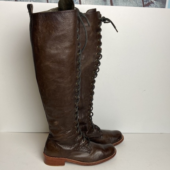 FREE PEOPLE Anthropologie GEE WAWA LACE UP BOOT Sz 7 Boho Witchy Winter Combat - Picture 2 of 15